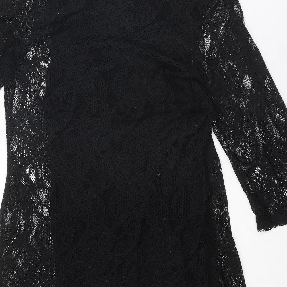 VERO MODA Womens Black Polyester Mini Size L Boat Neck Pullover