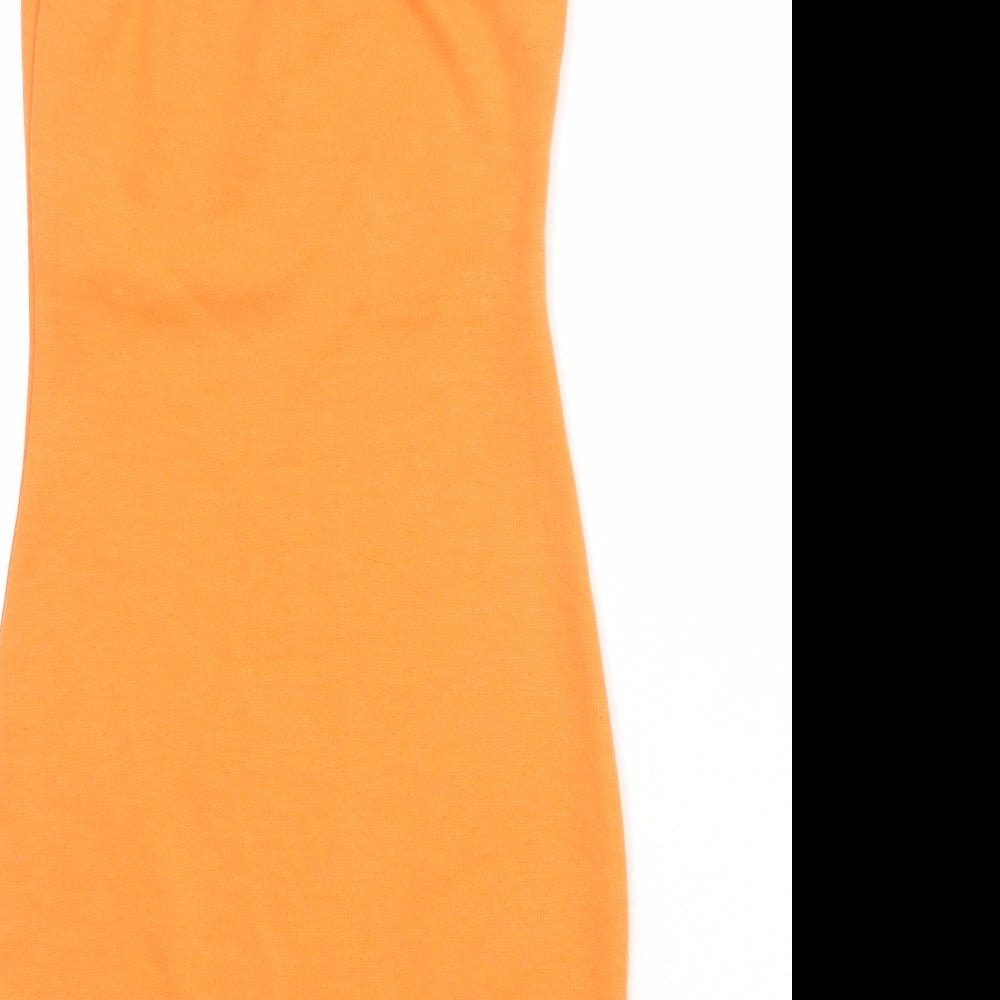Missguided Womens Orange Polyester Bodycon Size 8 Halter Button