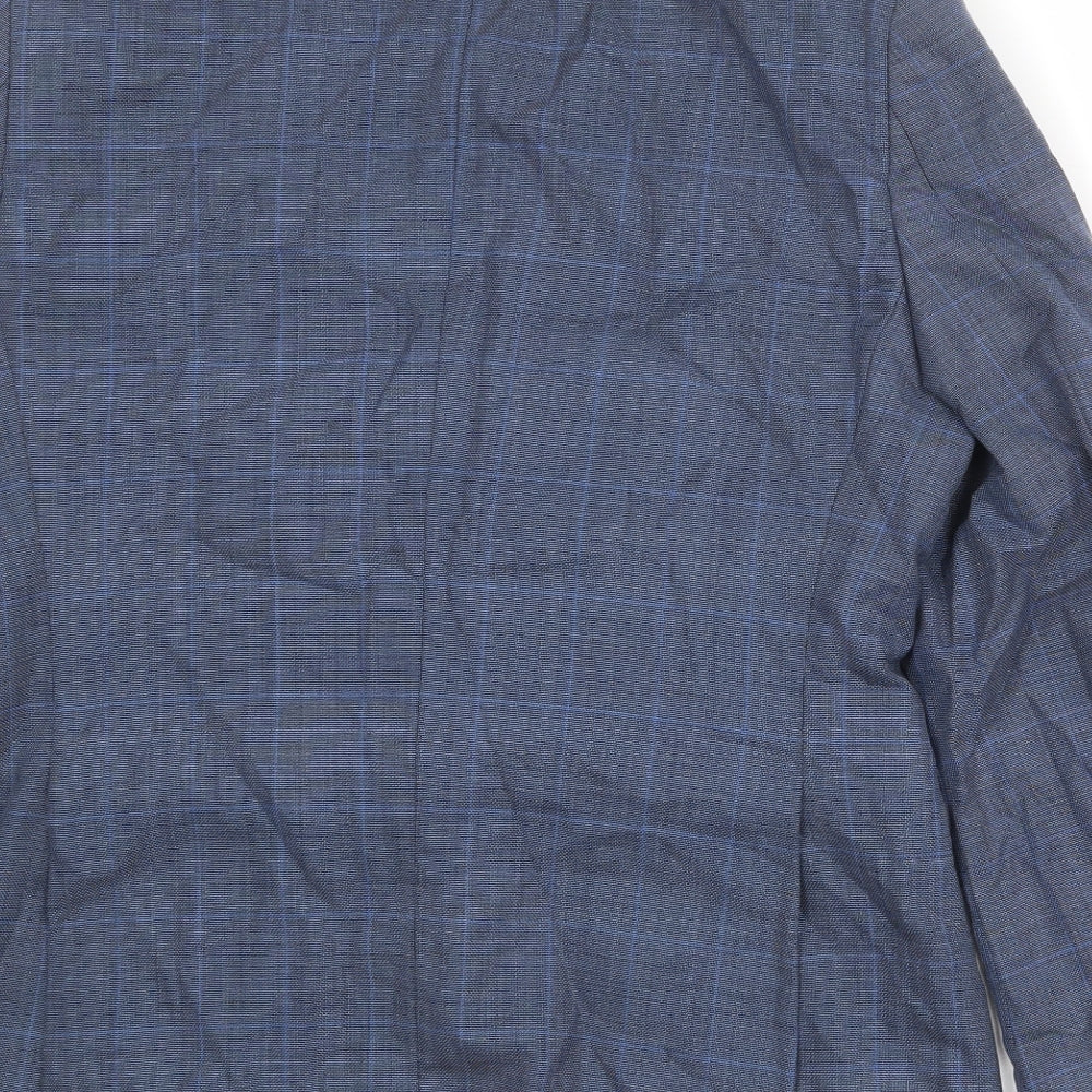 Burton Mens Blue Plaid Wool Jacket Suit Size 38 Regular