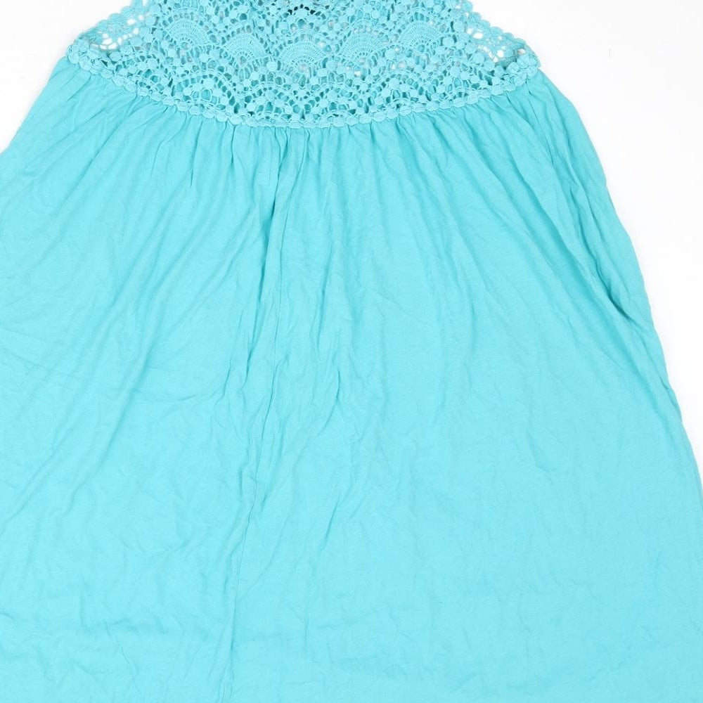 H&M Womens Blue Cotton Tank Dress Size S Round Neck Pullover