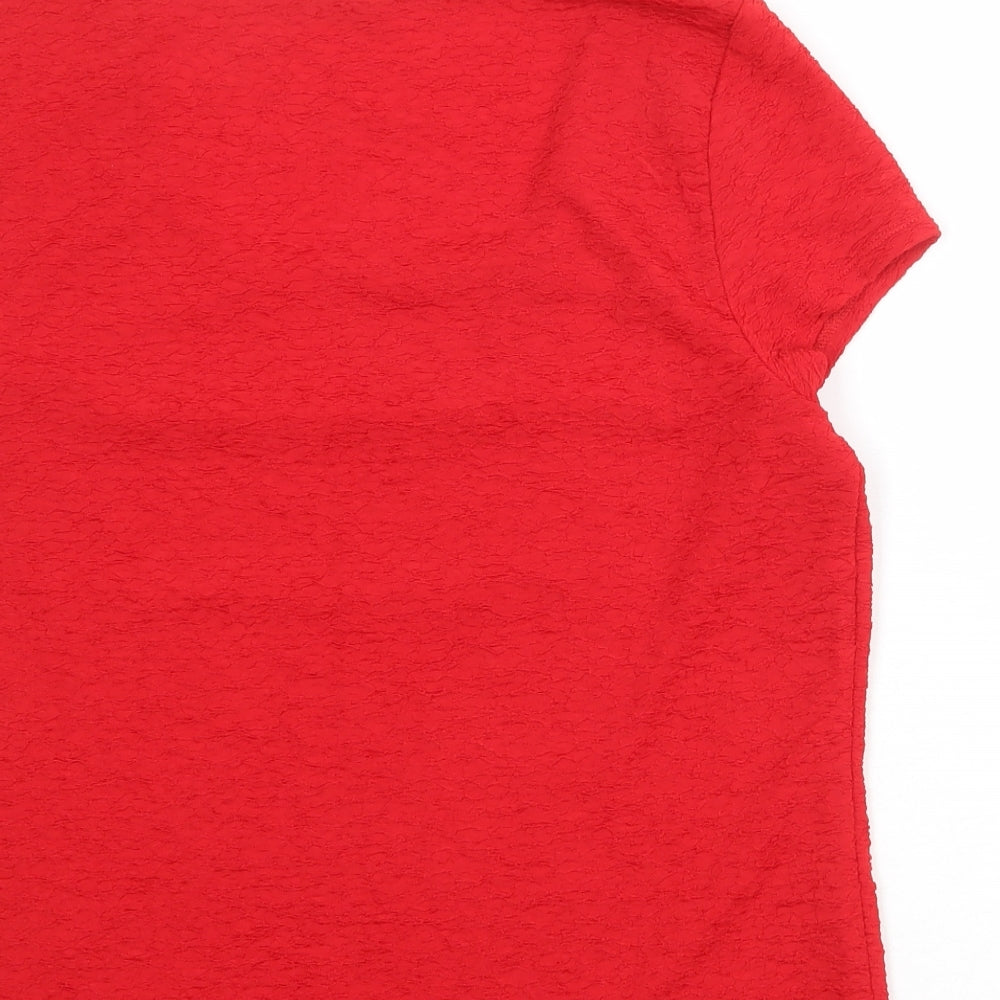 Planet Womens Red Polyester Basic T-Shirt Size XL Scoop Neck