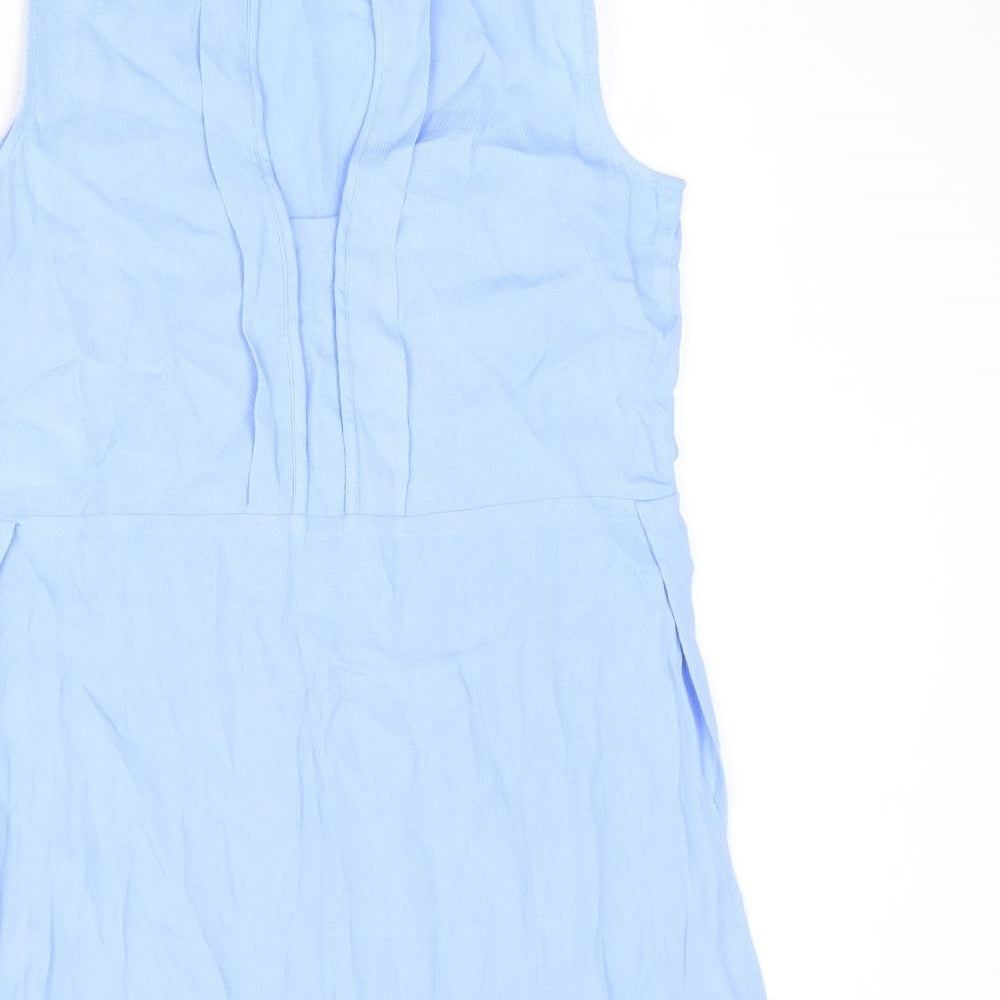 Warehouse Womens Blue Viscose Basic Tank Size 8 Round Neck