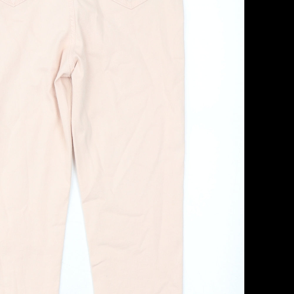 Marks & Spencer Womens Pink Cotton Tapered Jeans Size 30 in Regular Zip