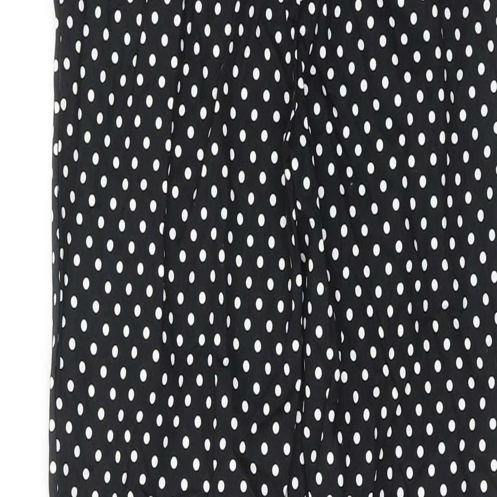 ASOS Womens Black Polka Dot Cotton Trousers Size XS Regular Hook & Eye