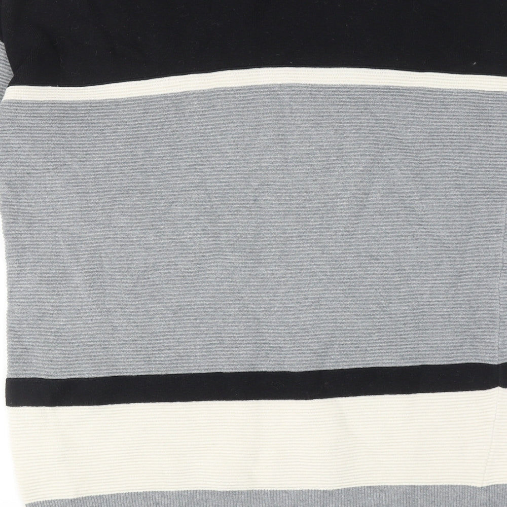 River Island Womens Grey High Neck Striped Acrylic Pullover Jumper Size 12
