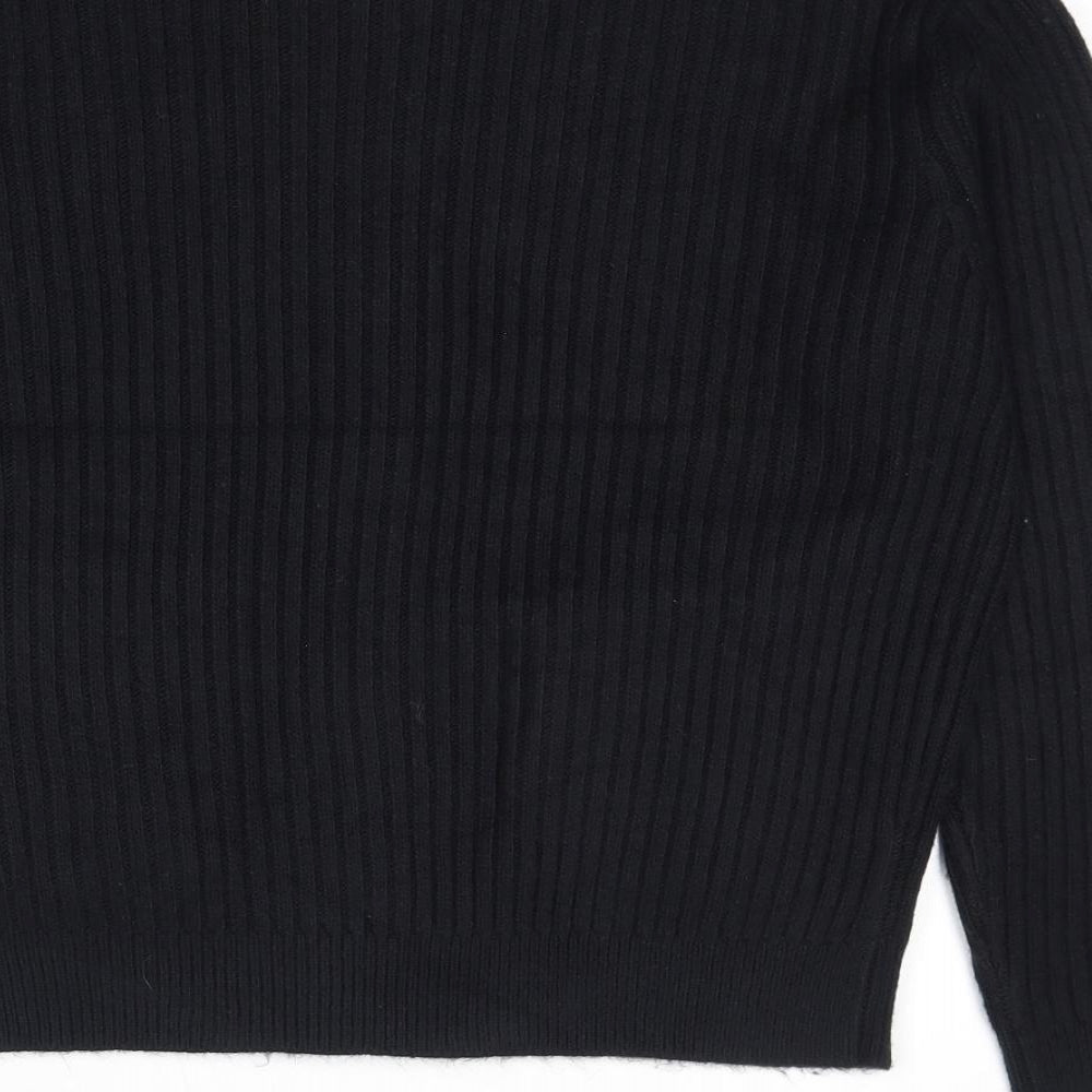 Marks & Spencer Womens Black Round Neck Polyester Full Zip Jumper Size M