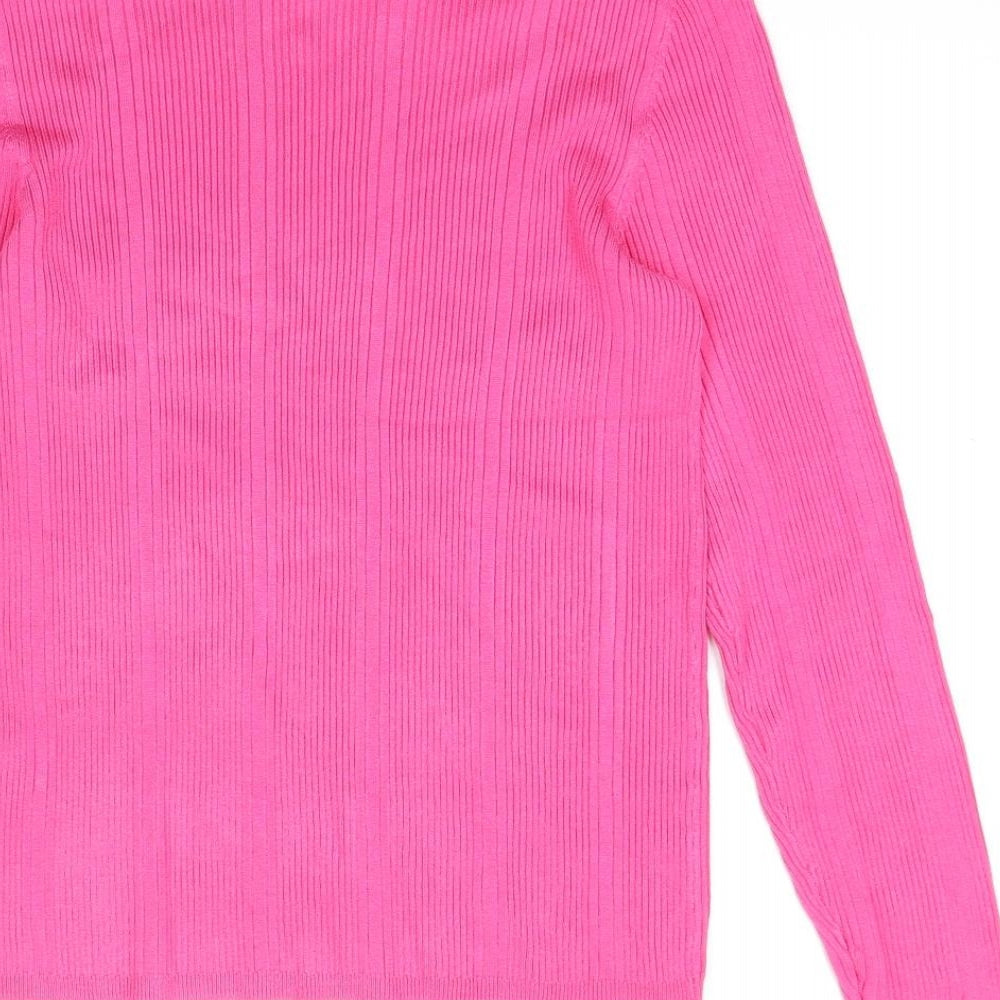 Marks & Spencer Womens Pink Viscose Basic Blouse Size 12 Crew Neck - Ribbed
