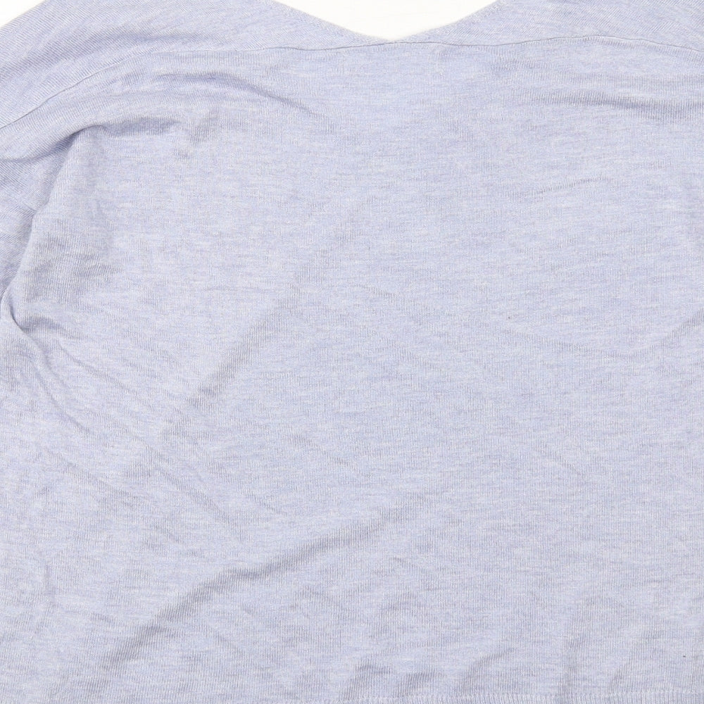 Mango Womens Blue V-Neck Acrylic Pullover Jumper Size S
