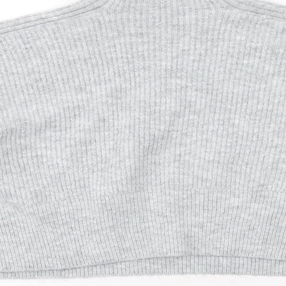 Topshop Womens Grey High Neck Acrylic Pullover Jumper Size M