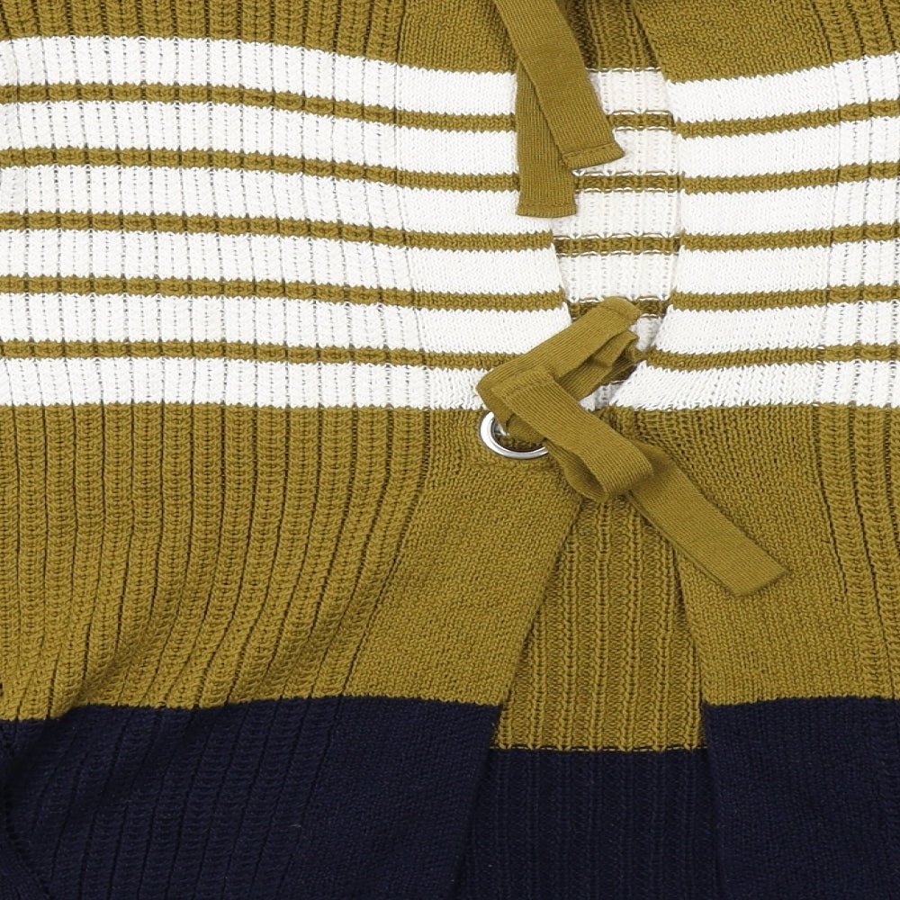 NEXT Womens Green Round Neck Striped Cotton Pullover Jumper Size S