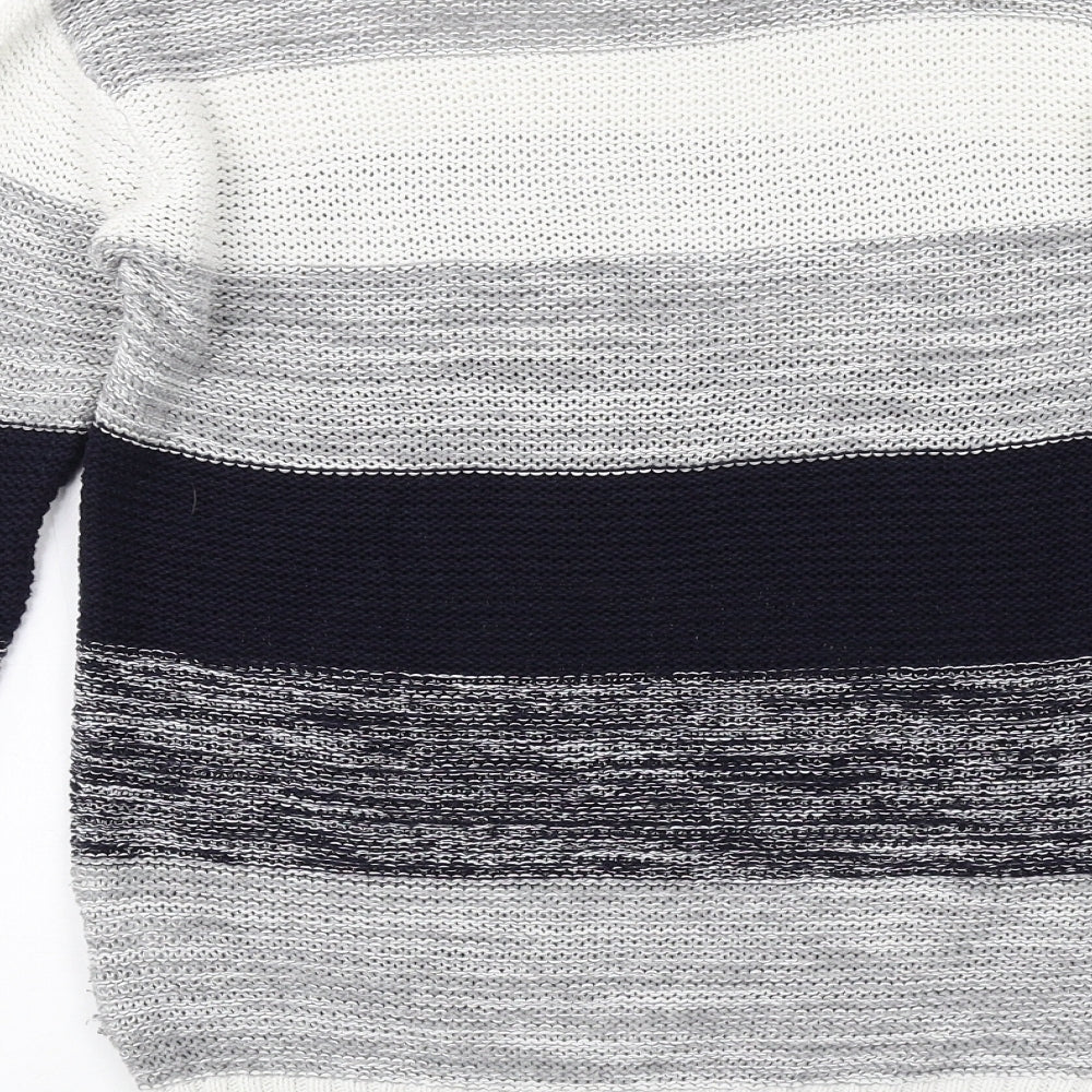 FOREVER 21 Womens Multicoloured Round Neck Striped Cotton Pullover Jumper Size S