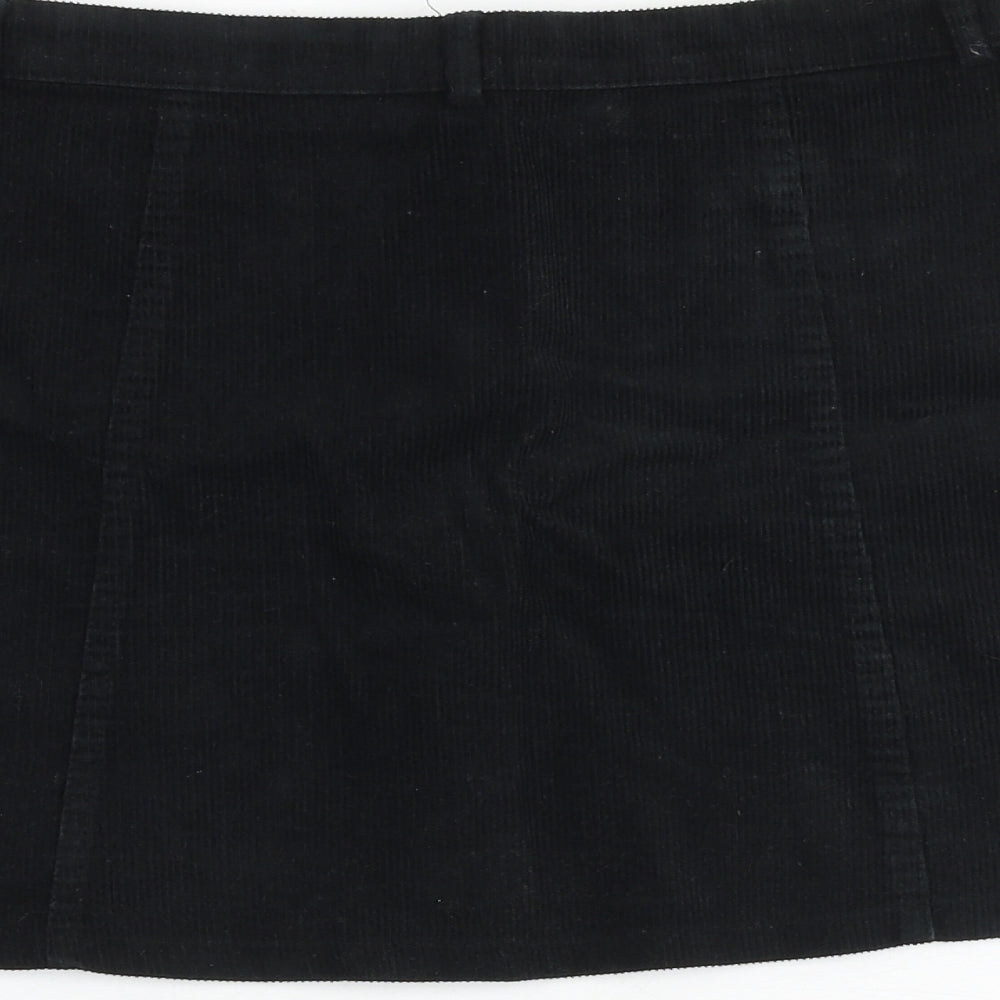 Cooperative Womens Black Cotton A-Line Skirt Size S Button