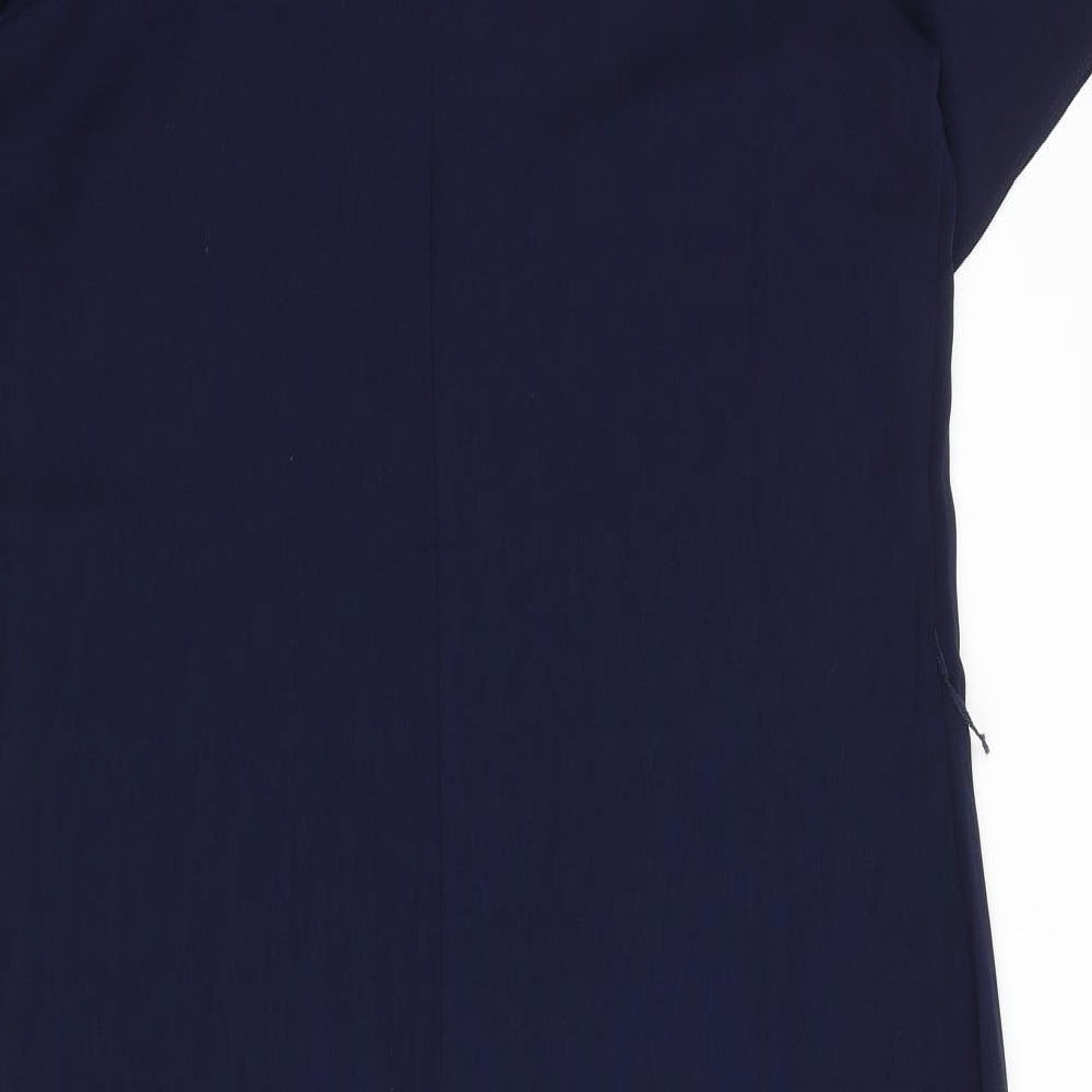 Very Womens Blue Polyester Pencil Dress Size 14 Mock Neck Button