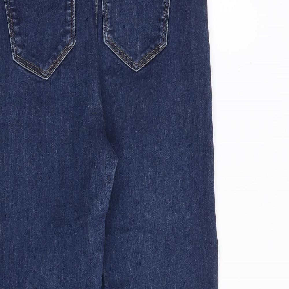 Marks & Spencer Womens Blue Cotton Skinny Jeans Size 10 Regular Zip