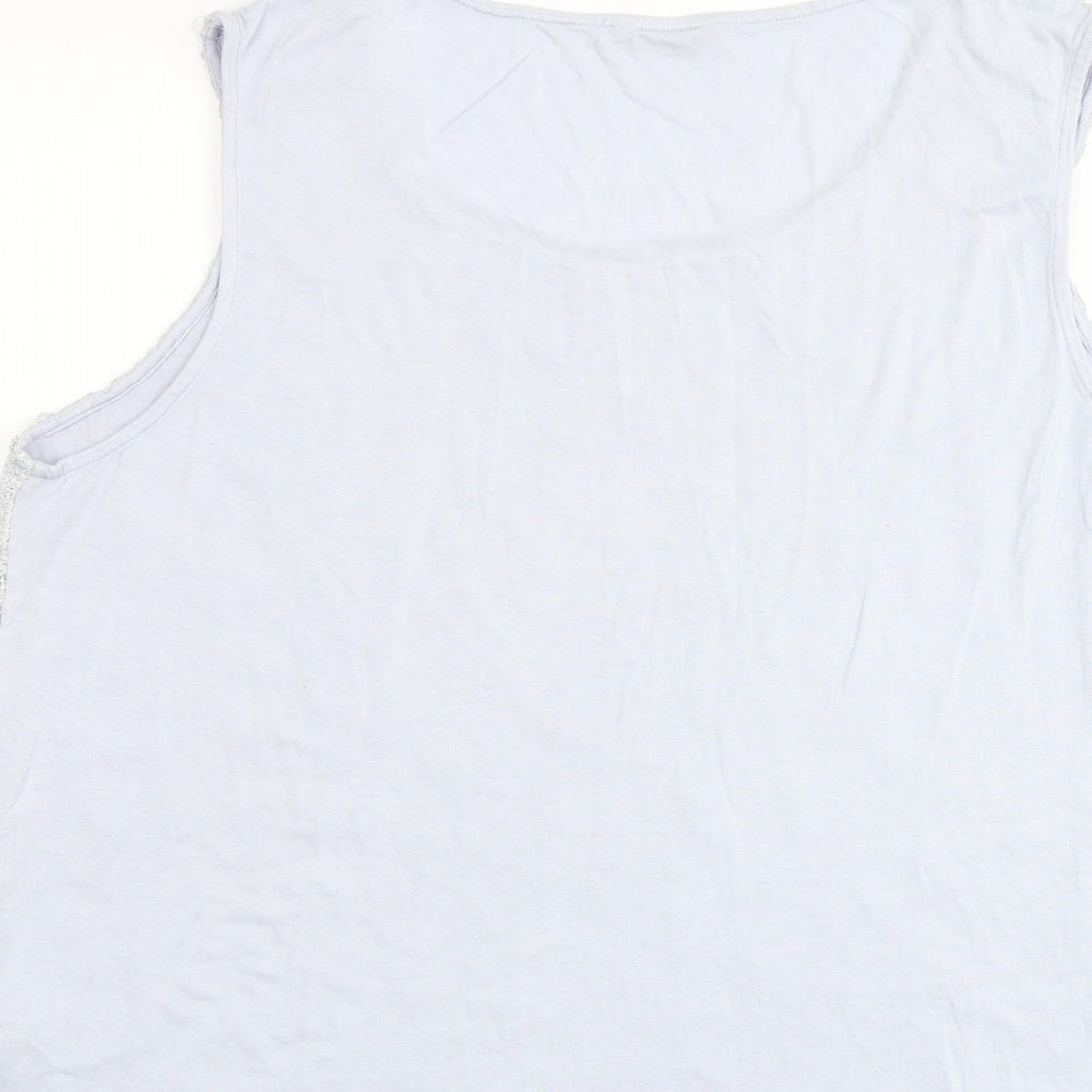 M&Co Womens Blue Polyester Basic Tank Size 20 Boat Neck - Crocheted Lace Front