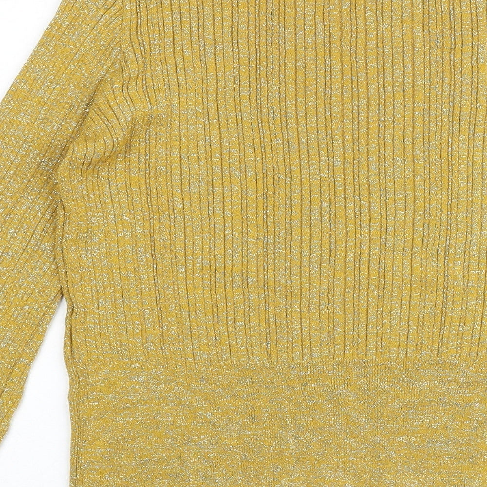Marks & Spencer Womens Yellow Boat Neck Viscose Pullover Jumper Size M