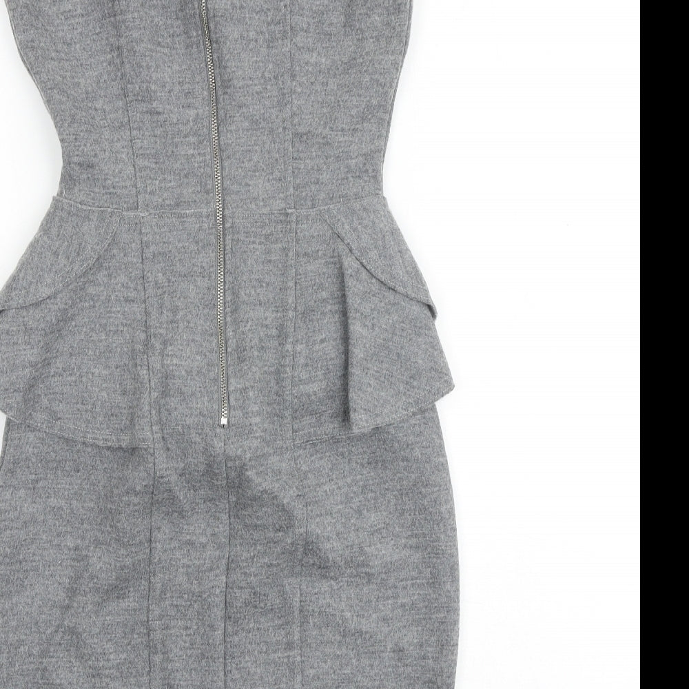 Country Road Womens Grey Wool Bodycon Size 2XS V-Neck Zip