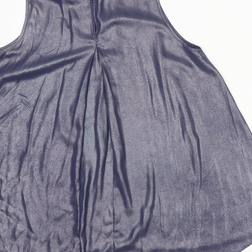 Dorothy Perkins Womens Blue Polyester Basic Tank Size 12 Round Neck