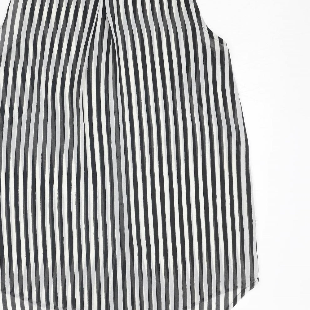 H&M Womens Black Striped Polyester Basic Button-Up Size 8 Collared