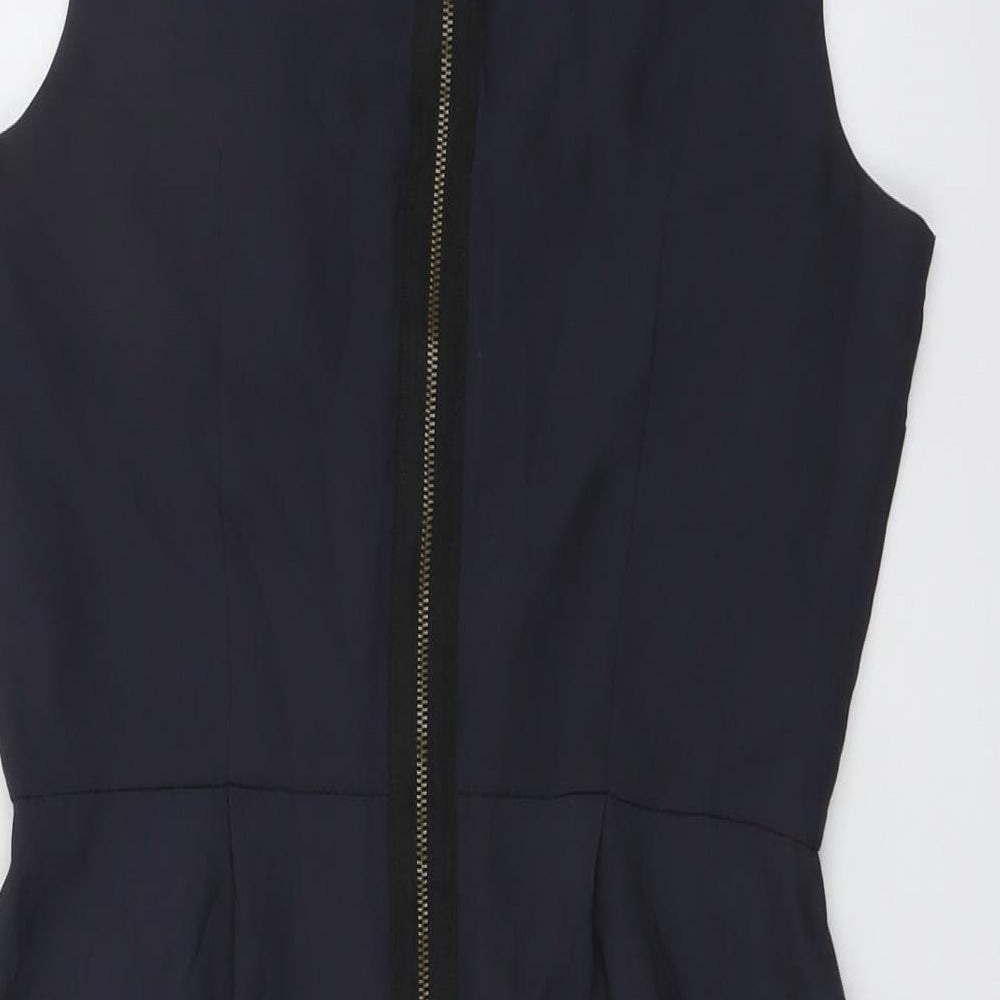 Topshop Womens Grey Polyester Shift Size 10 Boat Neck Zip