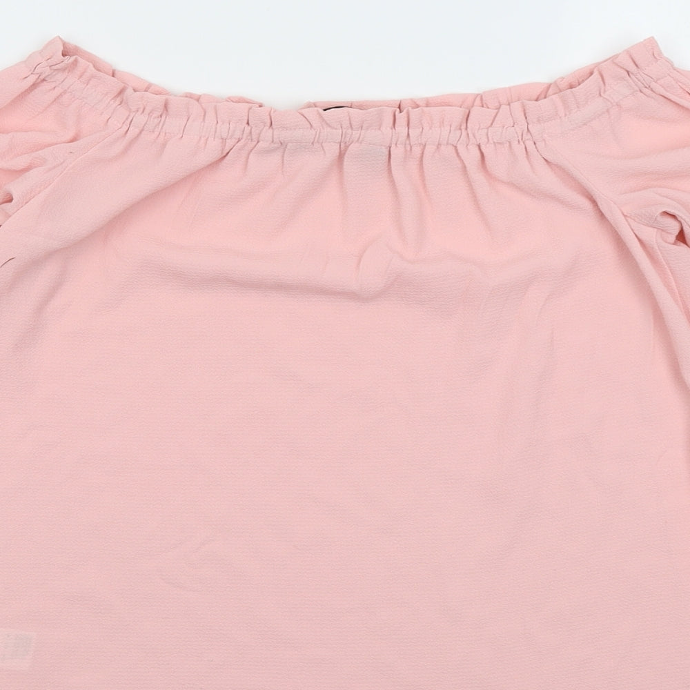 Dorothy Perkins Womens Pink Polyester Basic Blouse Size 8 Off the Shoulder