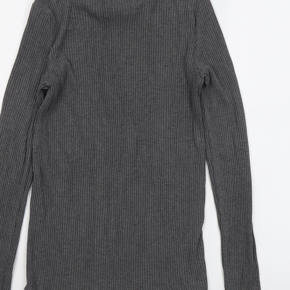 Mango Womens Grey High Neck Acrylic Pullover Jumper Size M