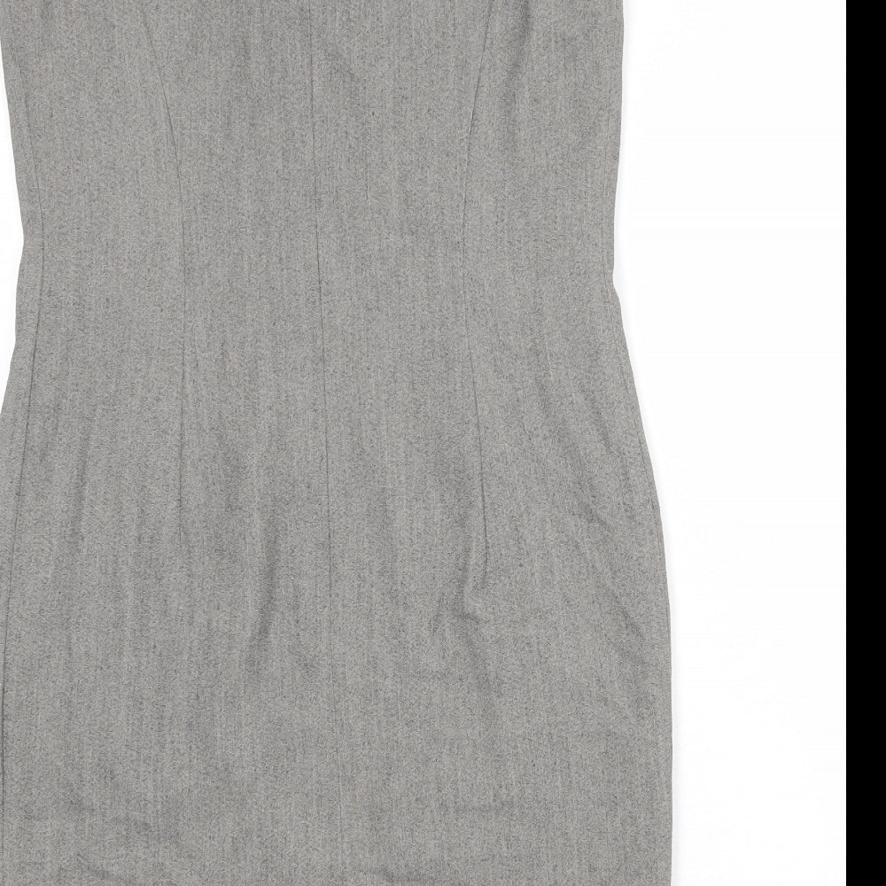 Precis Womens Grey Acetate Shift Size 12 Round Neck Zip