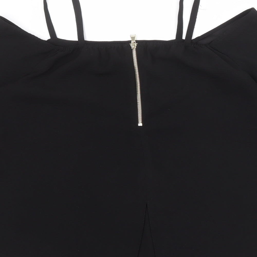 River Island Womens Black Polyester Basic Blouse Size 12 Square Neck