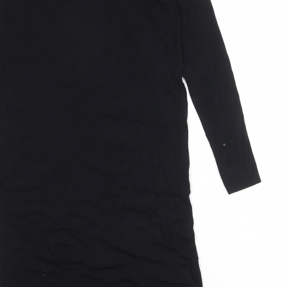 Marks & Spencer Womens Black Viscose A-Line Size 14 Round Neck Pullover