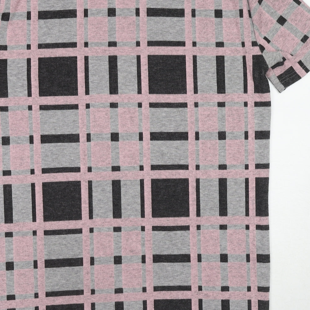 River Island Womens Multicoloured Plaid Polyester T-Shirt Dress Size 10 Round Neck Pullover
