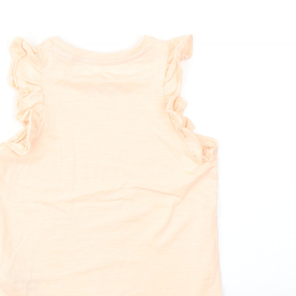 Marks & Spencer Girls Pink Cotton Basic Tank Size 3-4 Years Round Neck Pullover