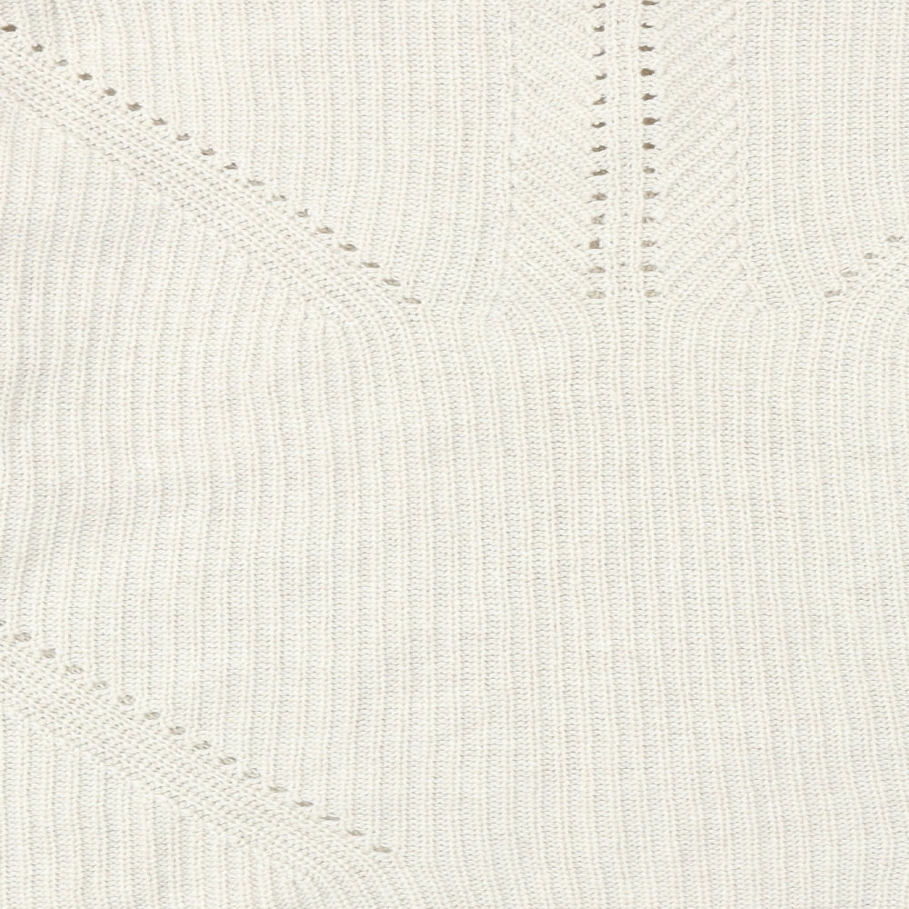 And/Or Womens Beige Round Neck Acrylic Pullover Jumper Size 14