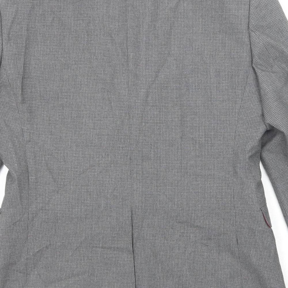 Marks & Spencer Mens Grey Check Polyester Jacket Suit Jacket Size 38 Regular
