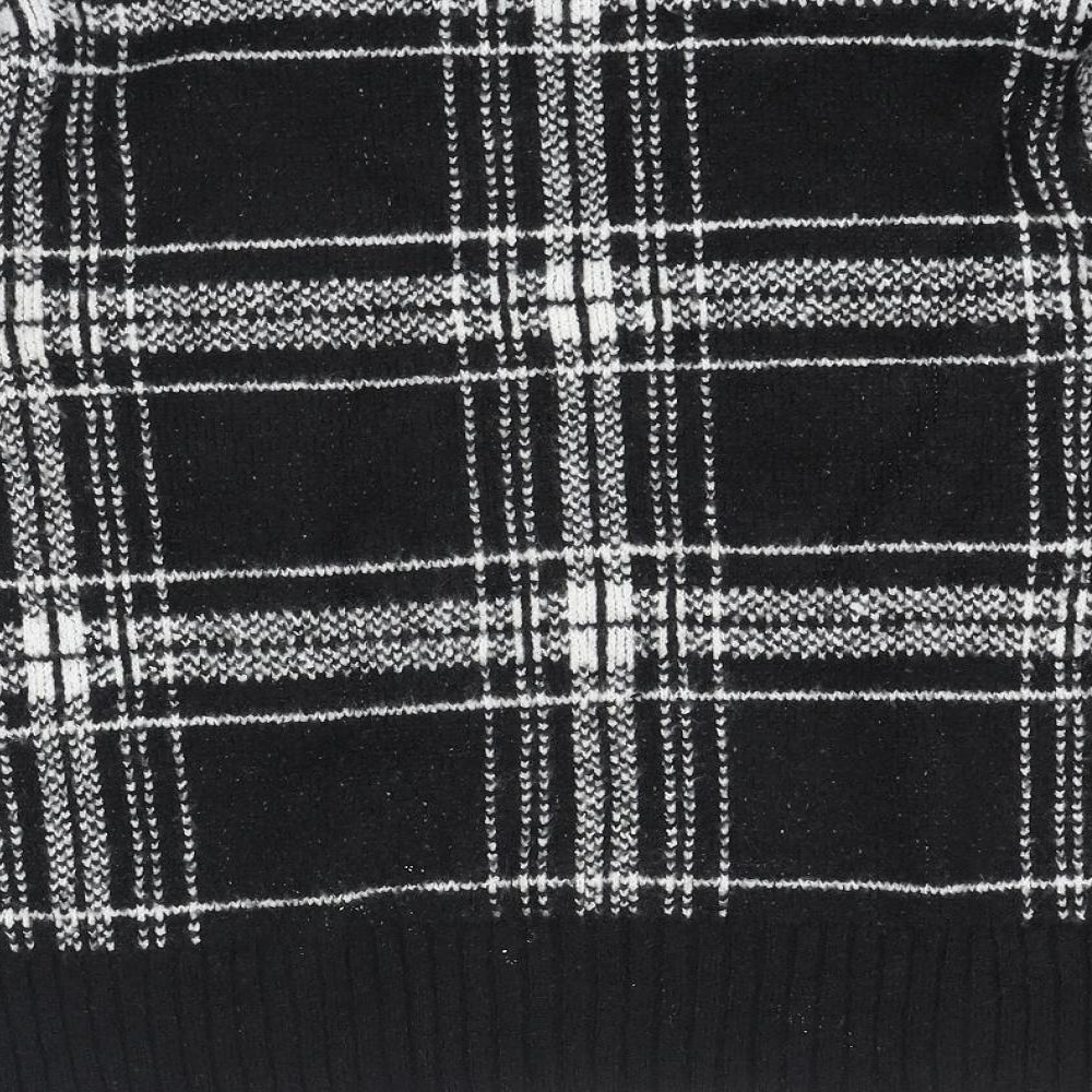 Marks & Spencer Womens Black Round Neck Plaid Acrylic Pullover Jumper Size M