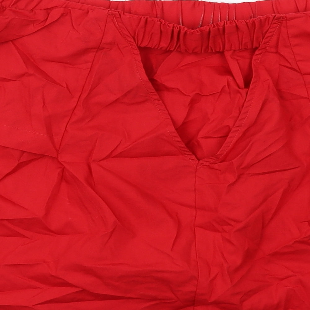 Topshop Womens Red Cotton Basic Blouse Size 10 Off the Shoulder