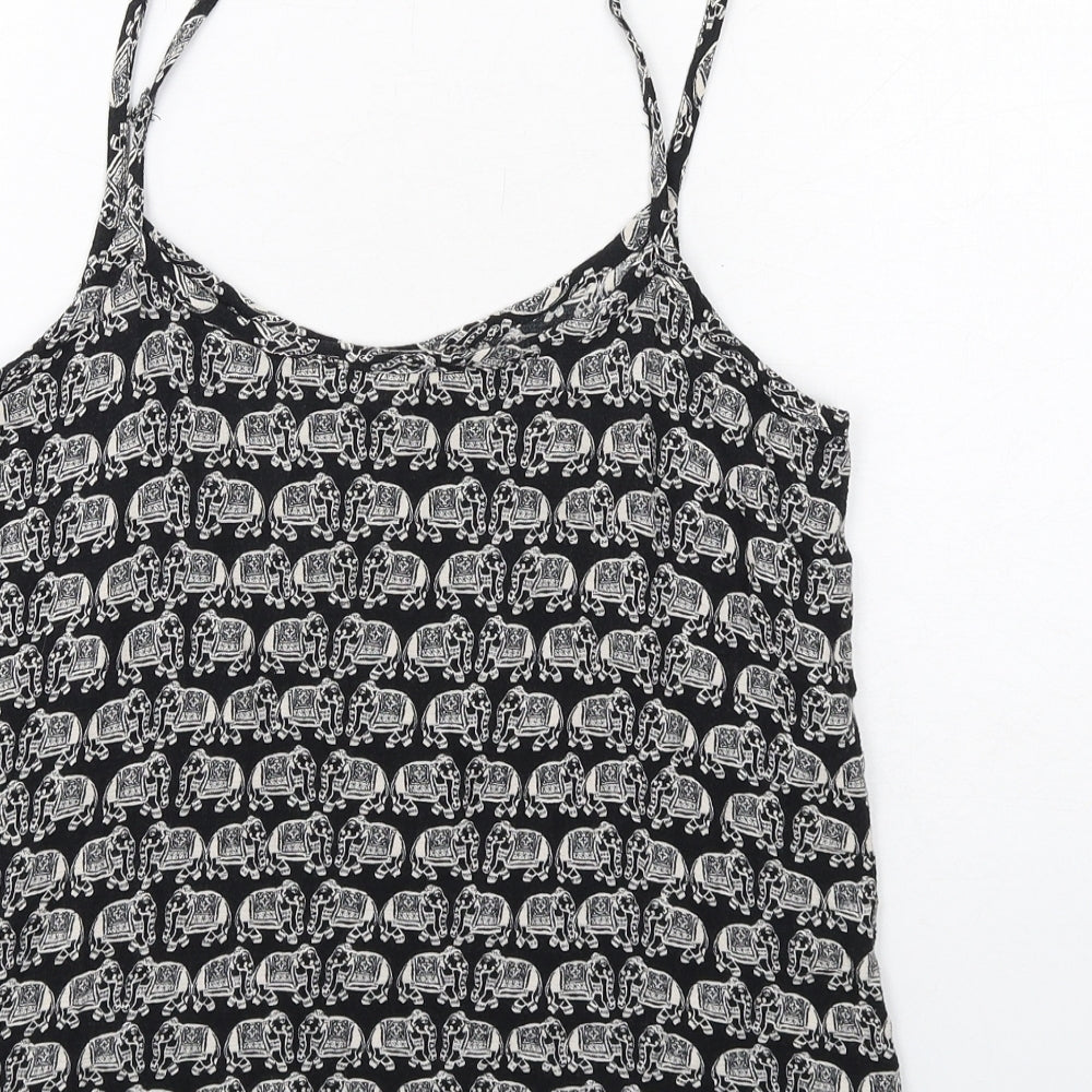 Staring at Stars Womens Black Geometric Viscose Camisole Tank Size S Scoop Neck - Elephant Print