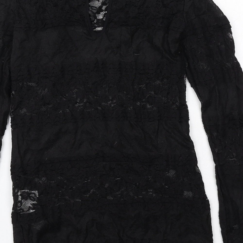 Zara Womens Black Polyamide Basic Blouse Size S Round Neck