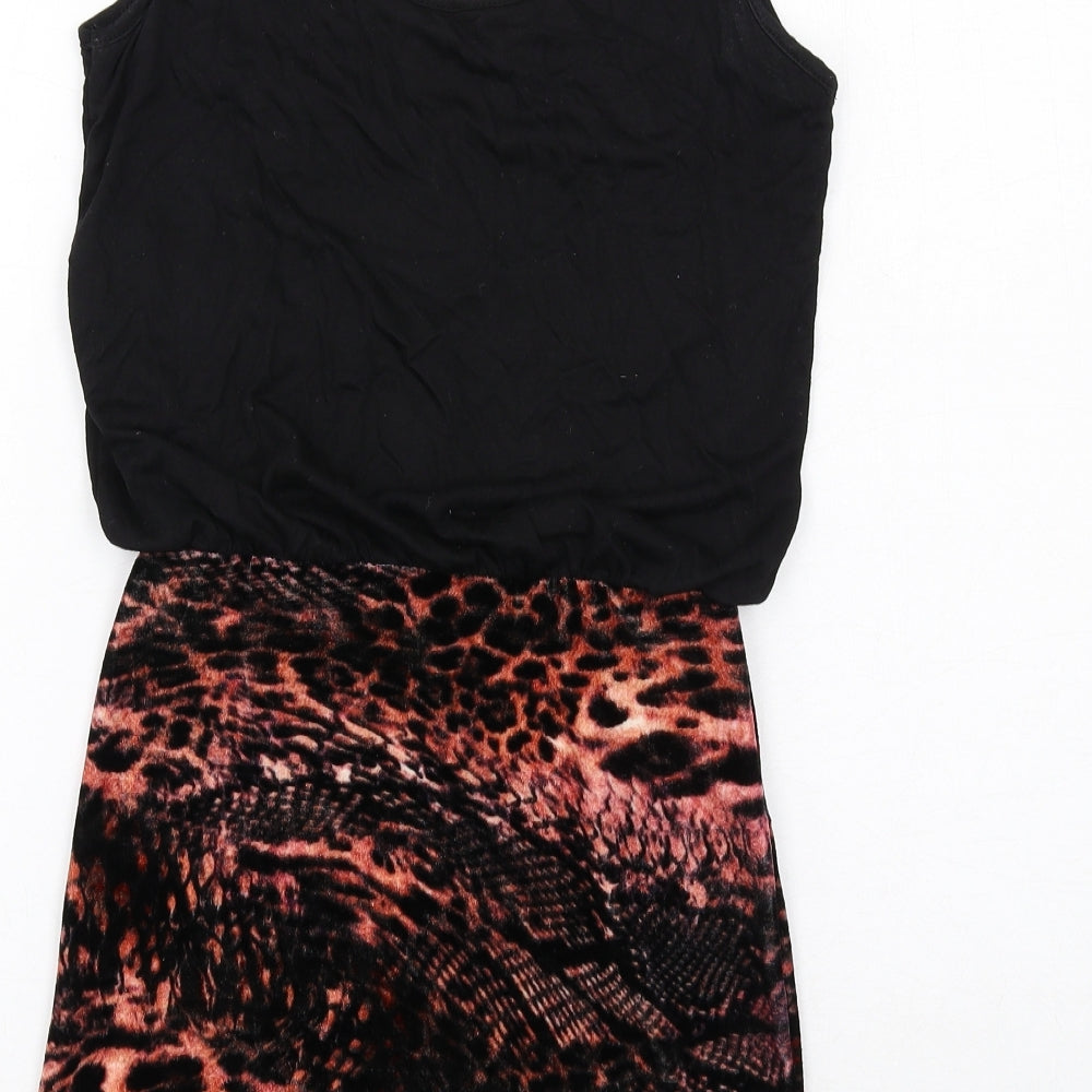MINKPINK Womens Black Geometric Viscose Mini Size XS Scoop Neck Pullover