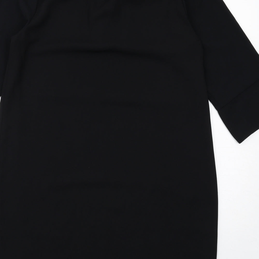Marks & Spencer Womens Black Polyester A-Line Size 14 V-Neck Pullover