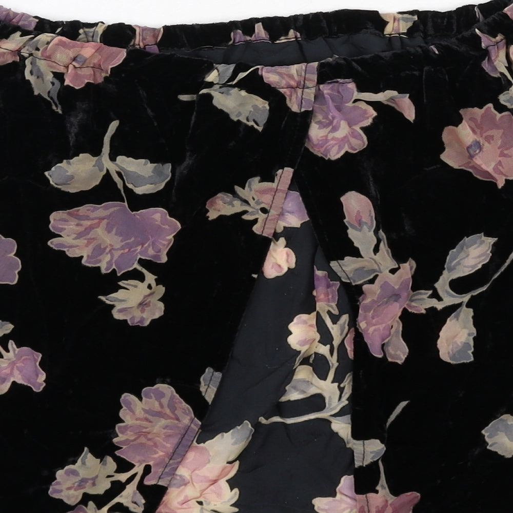 Staring at Stars Womens Black Floral Viscose Basic Blouse Size S Off the Shoulder - Open Back Detail