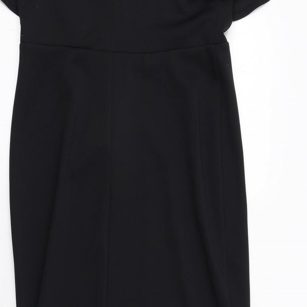 ASOS Womens Black Polyester Mermaid Size 14 Square Neck Pullover - Cold shoulder