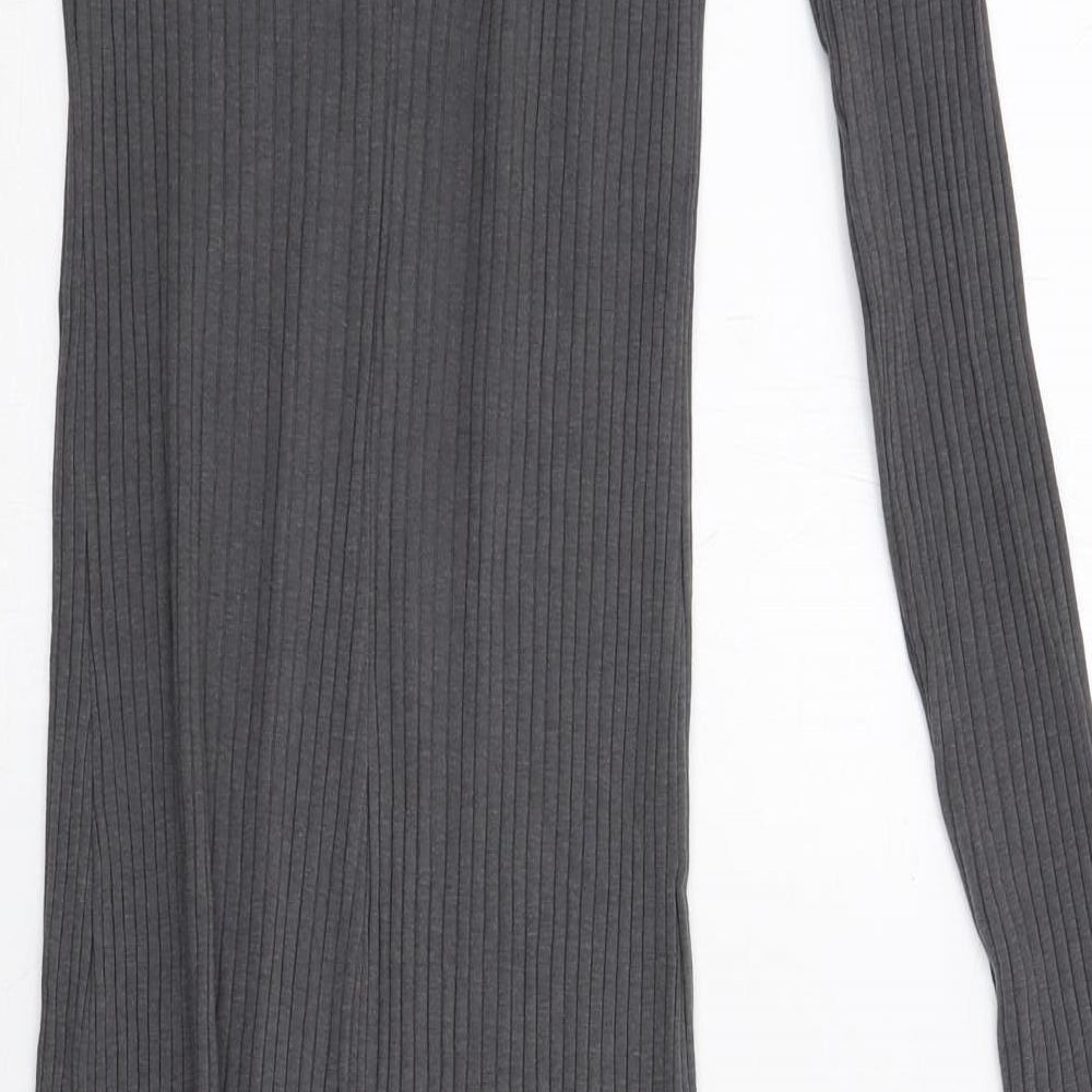 H&M Womens Grey Cotton Jumper Dress Size S Round Neck Pullover