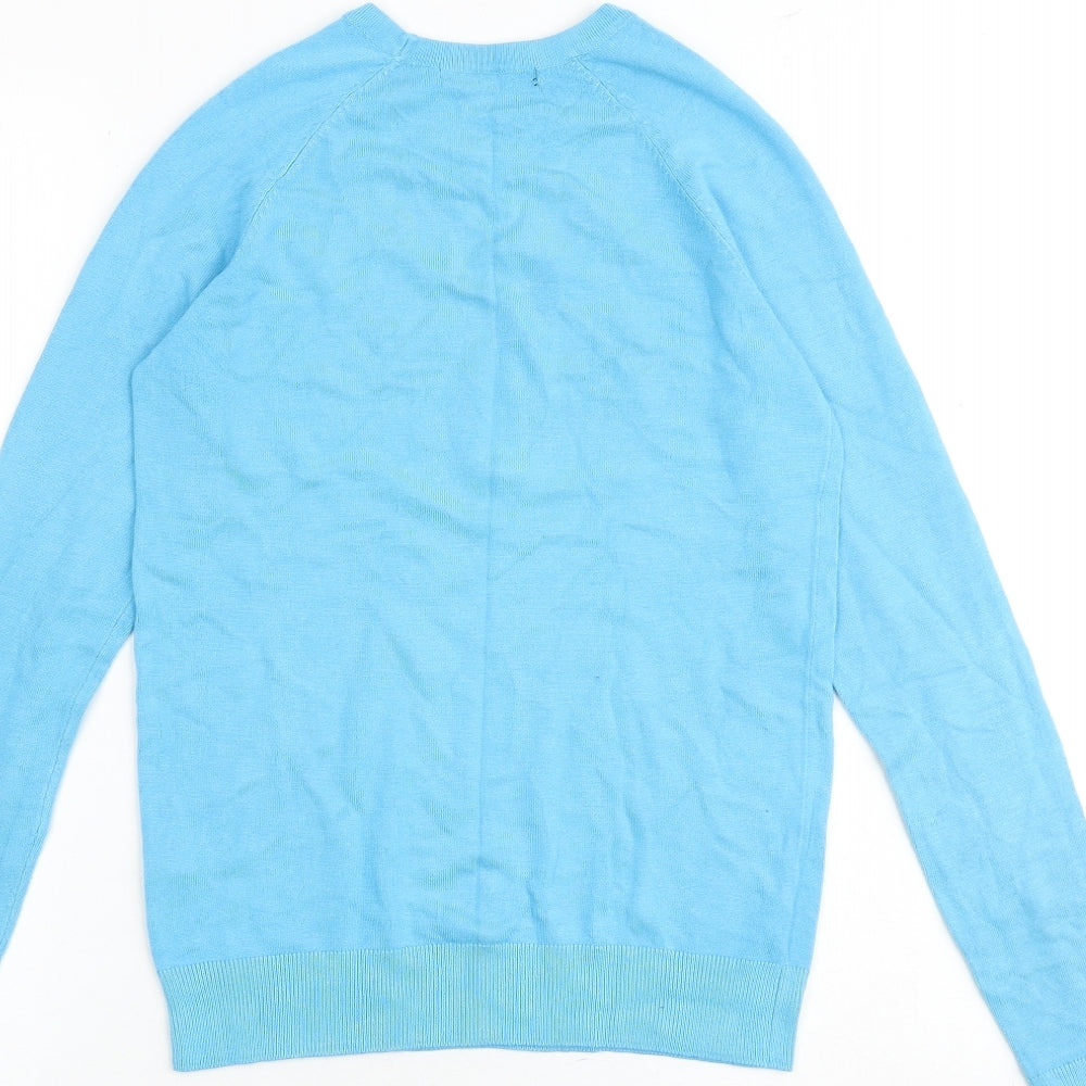 Dunnes Stores Womens Blue Round Neck Viscose Pullover Jumper Size S