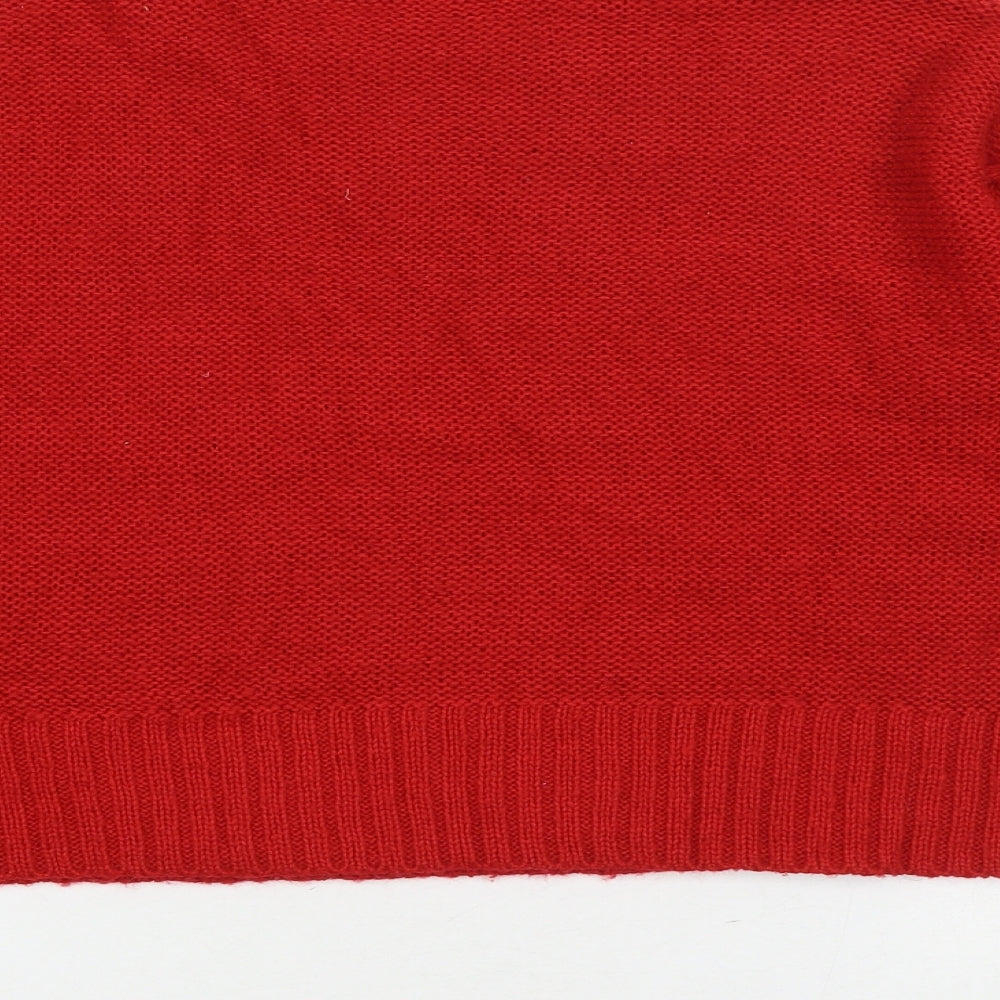 New Look Womens Red Round Neck Acrylic Pullover Jumper Size S