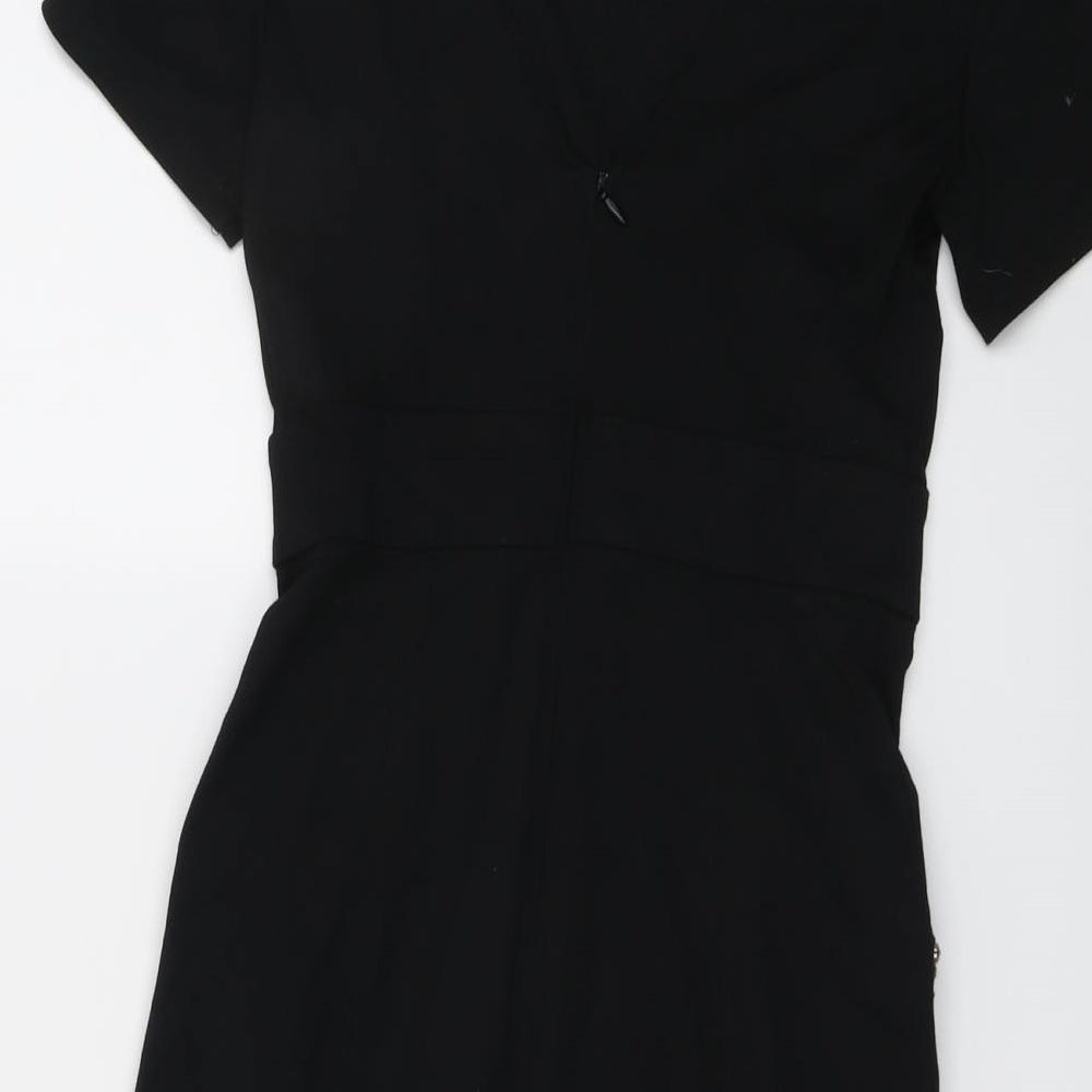 Miso Womens Black Viscose A-Line Size 8 Round Neck Zip
