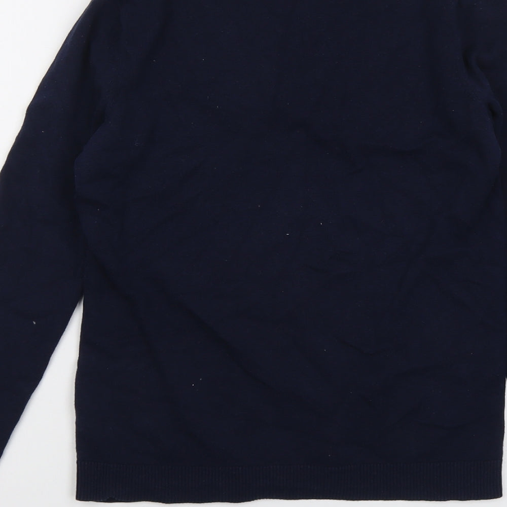 Bonmarché Womens Blue V-Neck Cotton Pullover Jumper Size 8