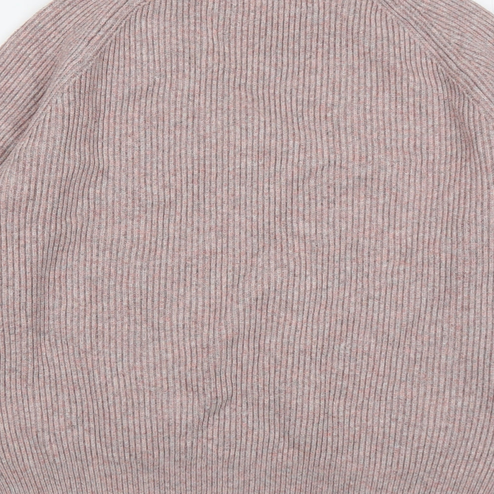 NEXT Womens Pink V-Neck Viscose Pullover Jumper Size L