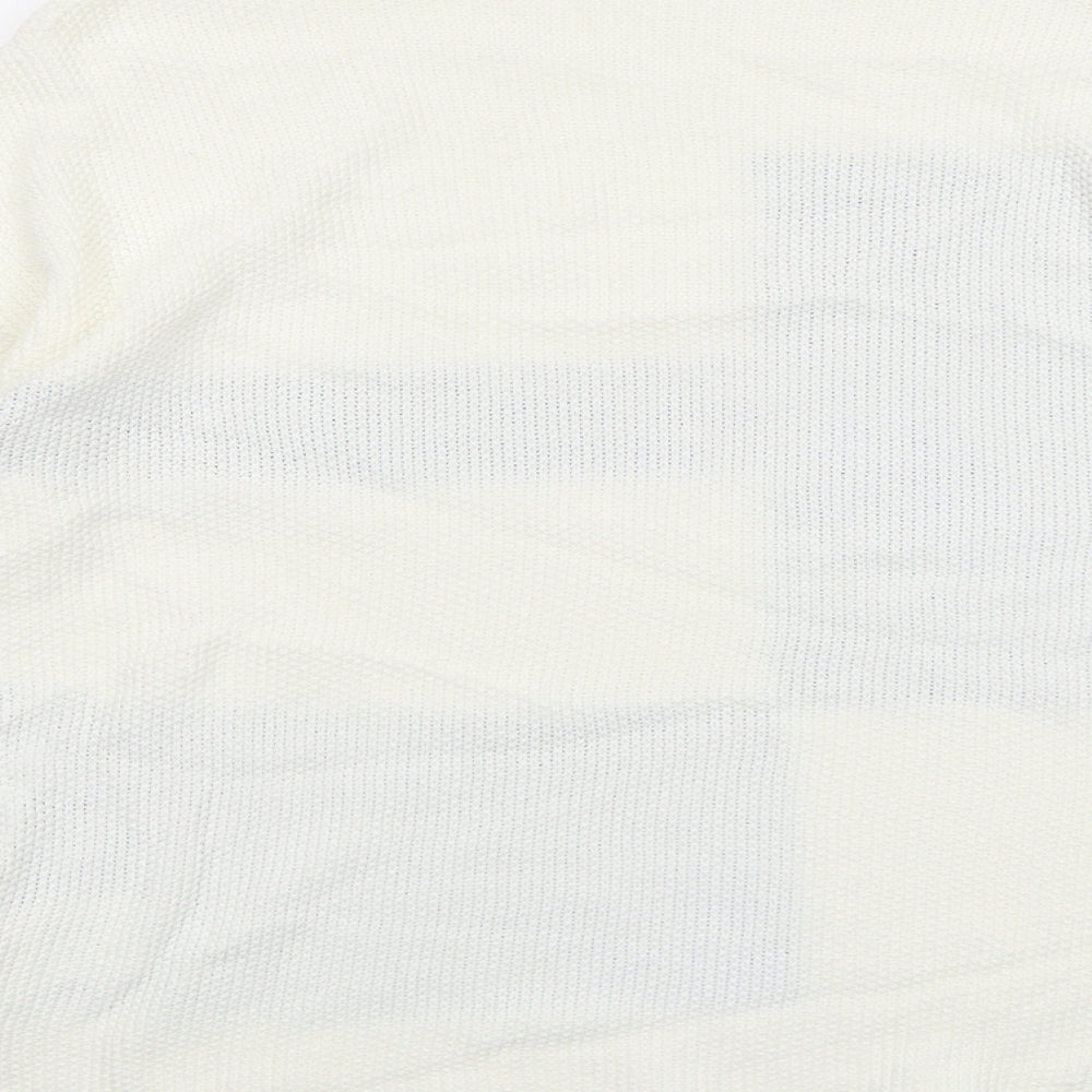 Marble Womens Ivory Round Neck Geometric Cotton Pullover Jumper Size S