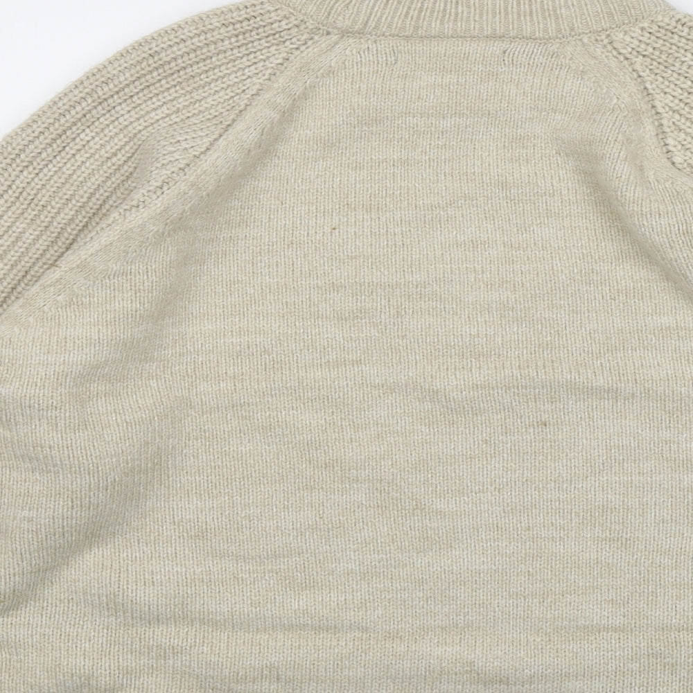 Marks & Spencer Womens Beige Mock Neck Acrylic Pullover Jumper Size XL