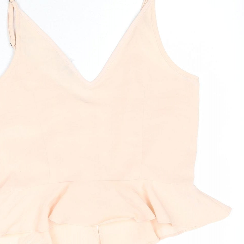 River Island Womens Pink Polyester Camisole Tank Size 6 V-Neck - Peplum